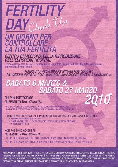 Fertility Day allo European Hospital di Roma, per controllare gratuitamente la fertilità di coppia