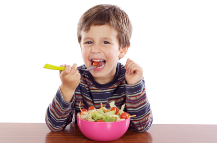 Child eating salad