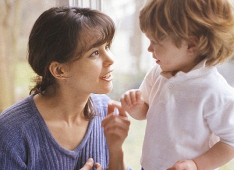 Mother Talking to Young Son