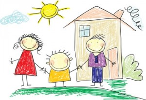 disegno di un bambino, la famiglia