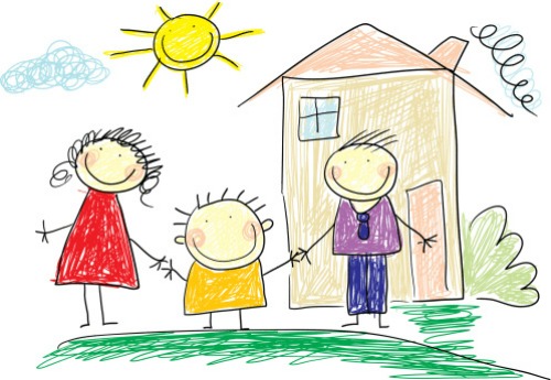 disegno di un bambino, la famiglia