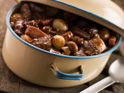 Casserole Dish With Beef Bourguignonne