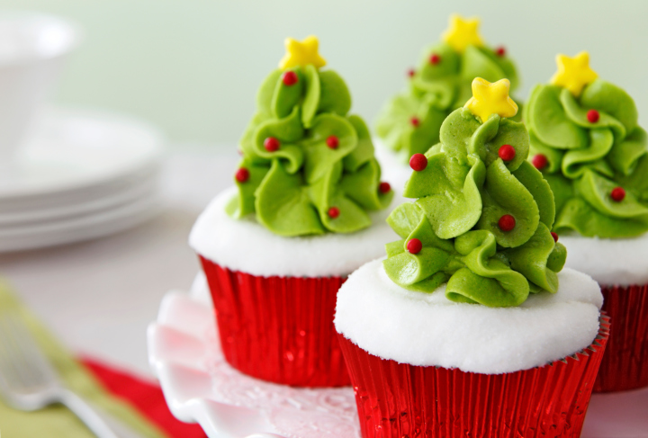 Cupcakes alberelli di Natale per bambini